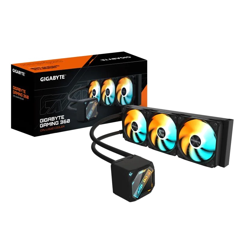 GIGABYTE GAMING 360 Refroidisseur Liquide pour CPU - 3x120 mm Ventilateurs ARGB, Mécanisme d'emboîtement coulissant, DAISY-CHAIN, Compatible Intel LGA 1851 et AMD AM5