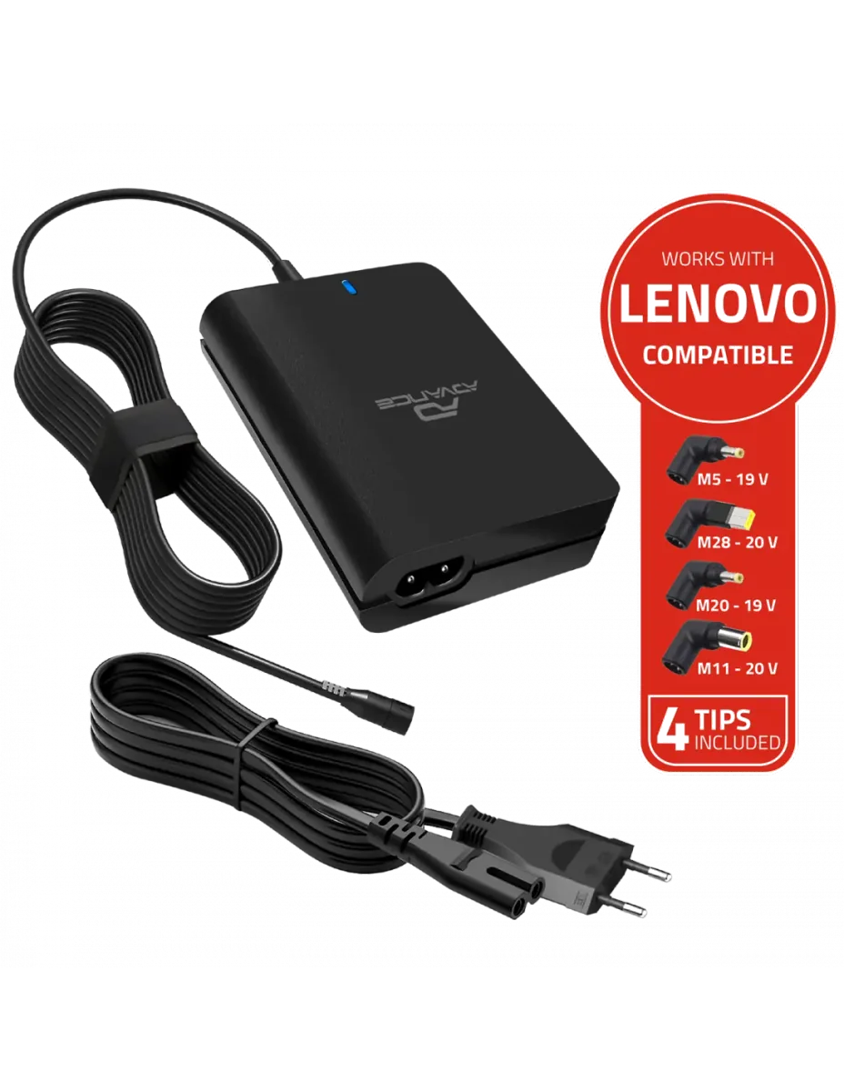 Chargeur Universel Advance PowerUp 90W pour PC Portable Dell avec 3 Embouts Interchangeables