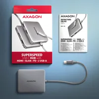 Axagon HMC-5HL - Hub USB-C 5Gbps avec HDMI 4K/60Hz, RJ45 Gigabit et Power Delivery 100W - 6