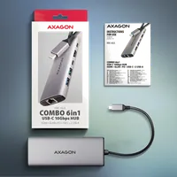 Axagon HMC-6G2L - Station d'accueil USB-C Aluminium - 3