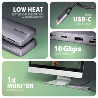 Axagon HMC-6GM2 - Hub USB-C 10Gbps avec HDMI, M.2 et Power Delivery 100W - 5