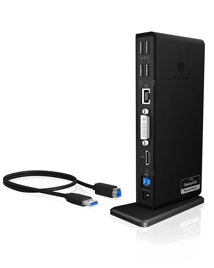ICY BOX IB-DK2241AC Avec fil USB 3.2 Gen 1 (3.1 Gen 1) Type-A Noir