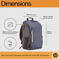 HP Sac à dos pour ordinateur portable Travel 18 litres 15,6 pouces, gris fer - 4