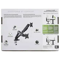 Bras Support Double Écran Articulé T'nB Ergo Line - Noir - 2