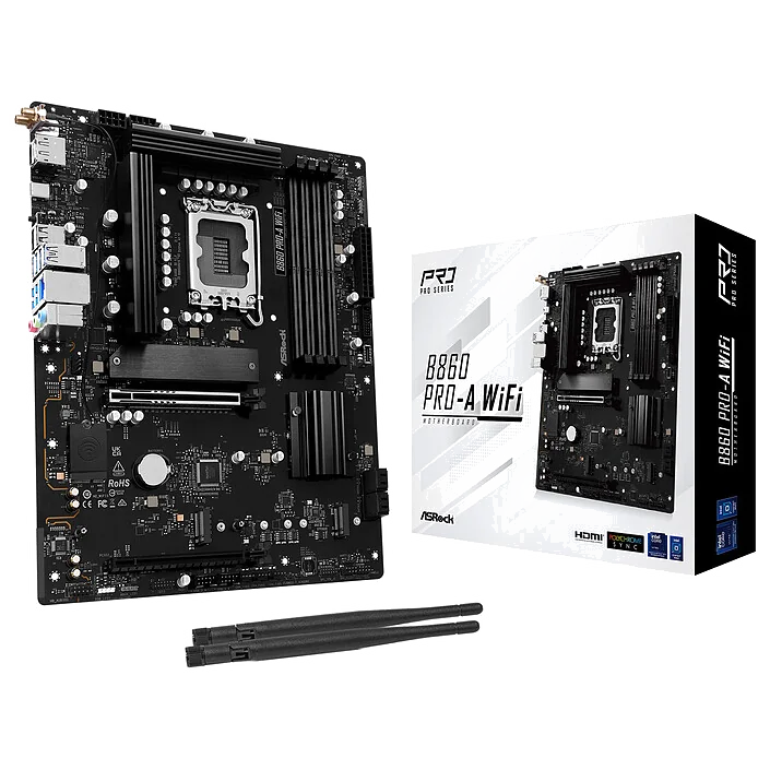 Carte Mère ASRock B860 Pro-A WiFi 6E - Socket LGA 1851, DDR5, PCIe 5.0