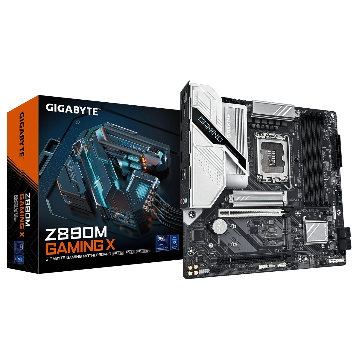 GIGABYTE Carte mère Z890M GAMING X - Prend en charge les processeurs Intel Core Ultra (Série 2), VRM à 8+1+2 phases, jusqu'à 8800MHz DDR5 (OC), 1xPCIe 5.0 + 2xPCIe 4.0, LAN 2.5GbE, USB 3.2 Gen 1