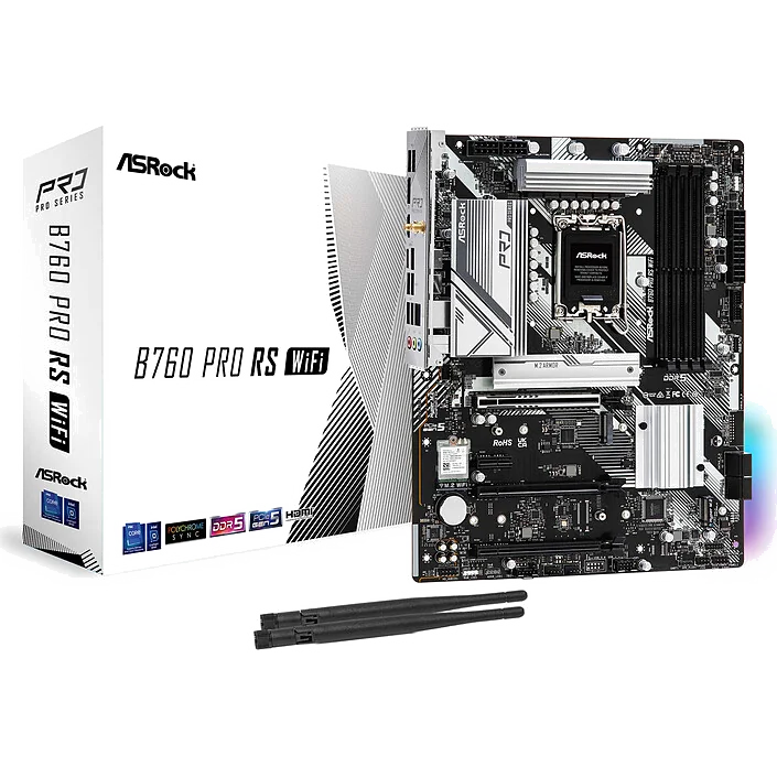 Carte Mère ASRock B760 Pro RS - ATX, Intel LGA 1700, DDR5, PCIe 5.0