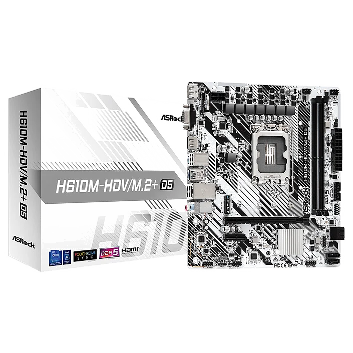 Carte Mère ASRock H610M-HDV/M.2+ D5 Micro ATX - Socket LGA 1700 DDR5