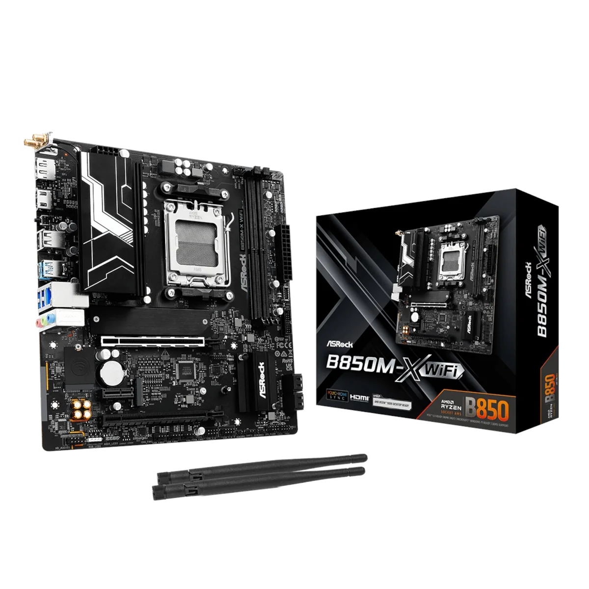 Carte Mère ASRock B850M-X WiFi R2.0 - Micro ATX, AMD AM5, DDR5, Wi-Fi 6