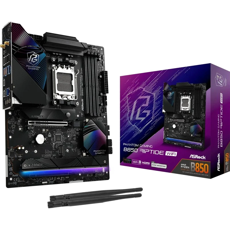 Carte Mère ASRock B850 Phantom Gaming Riptide WiFi - Socket AM5, DDR5, PCIe 5.0