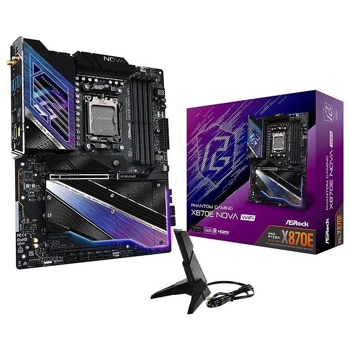 Carte Mère ASRock X870E Nova WiFi E-ATX Socket AM5 - WiFi 7 & PCIe 5.0
