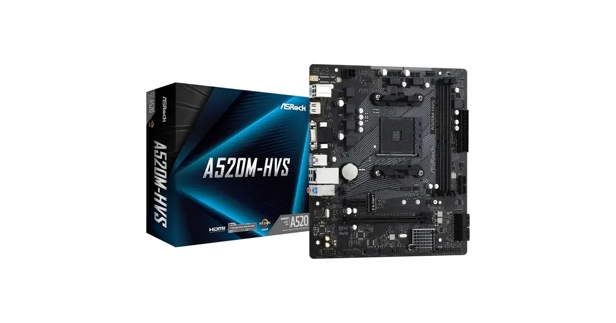 Carte Mère ASRock A520M-HVS - Micro ATX, Socket AM4, DDR4, M.2