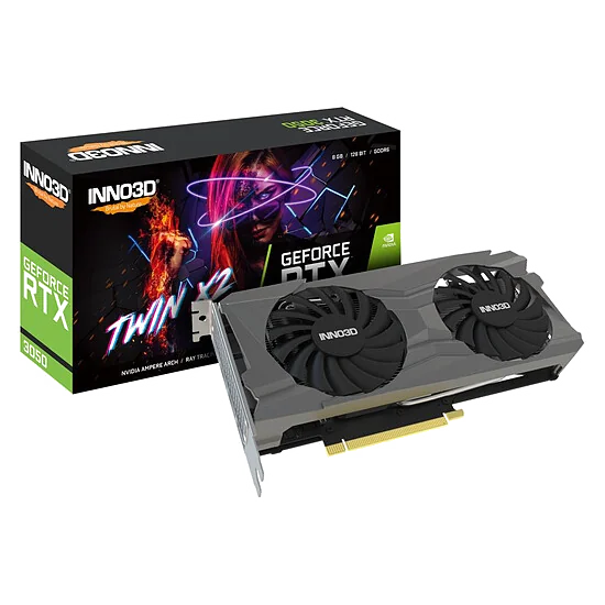 Carte Graphique INNO3D GeForce RTX 3050 TWIN X2 LHR 8Go GDDR6