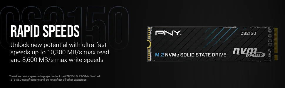 SSD PNY CS2150 1To NVMe PCIe 5.0 M.2 2280 - Haute Performance