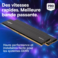 Kit RAM Crucial Pro OC Gaming 32Go (2x16Go) DDR5 6000MHz CL36 Noir - 2