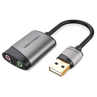 Carte Son Externe USB Métal Gris - Adaptateur Audio 3.5mm