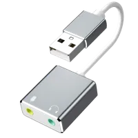 Carte Son Externe USB Métal Gris - Adaptateur Audio 3.5mm - 3
