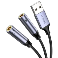 Carte Son Externe USB Métal Gris - Adaptateur Audio 3.5mm - 4