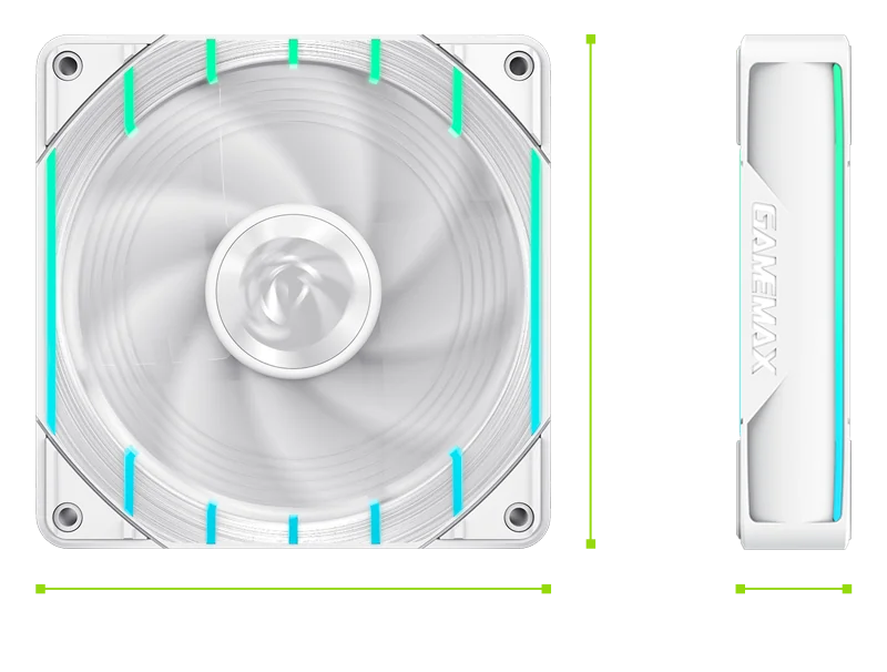 Ventilateur de boitier Gamemax Tornado T12 RGB - 12cm (Blanc)