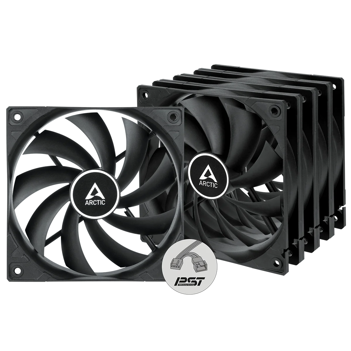 ARCTIC F12 PWM PST Boitier PC Ventilateur 12 cm Noir 5 pièce(s)