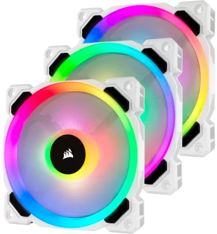 Lot de 3 Ventilateurs de boitier Corsair Dual Light Loop LL120 RGB - 12cm (Blanc)