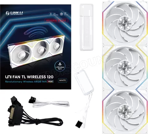 Lot de 3 Ventilateurs Lian Li Uni Fan TL RGB 12cm Blanc