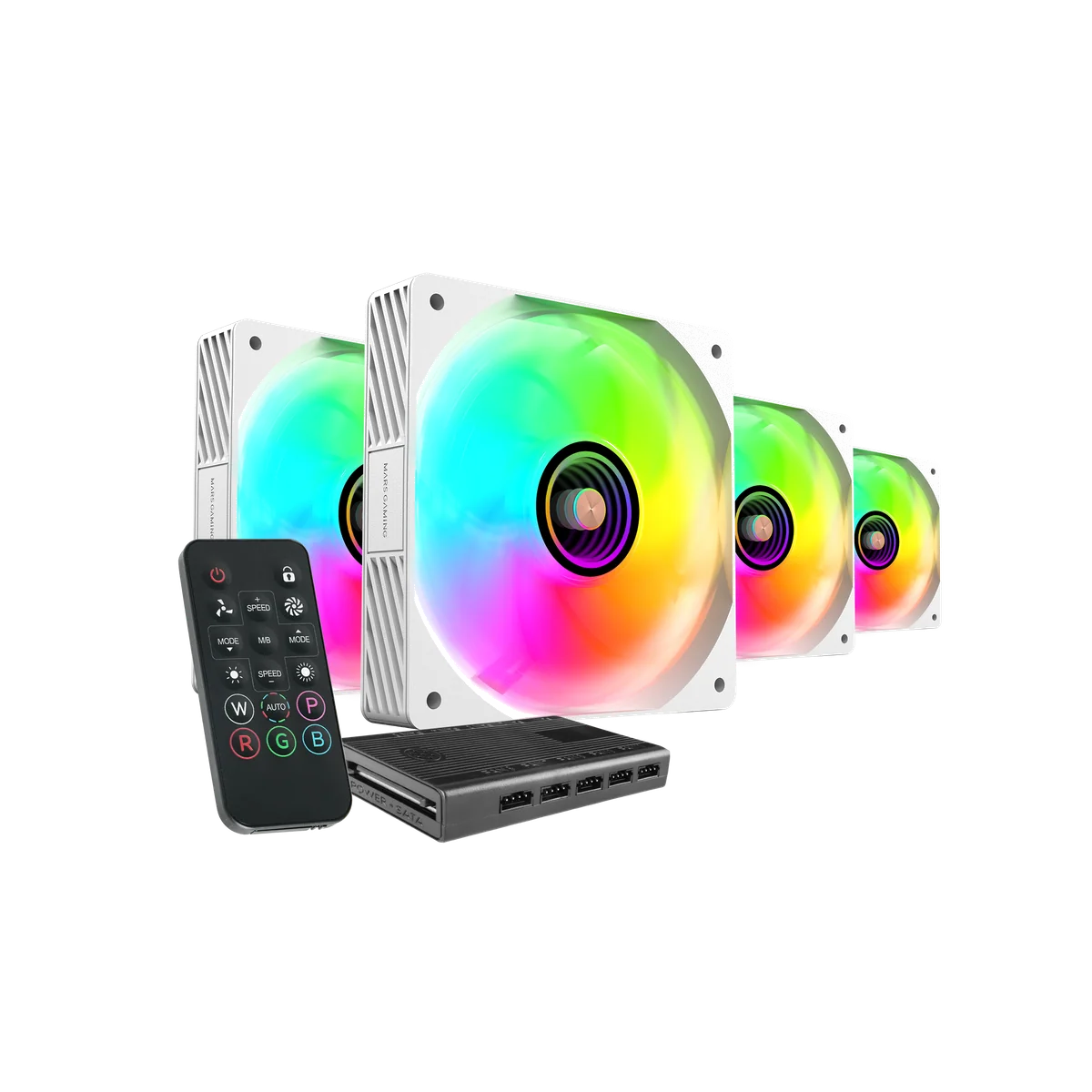 Mars Gaming MFSI4KITW - Kit 4 Ventilateurs Boîtier PC 12cm Blanc