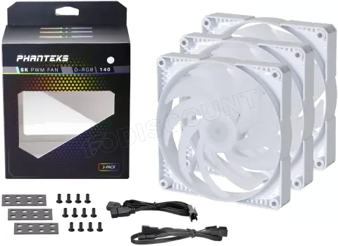 Lot de 3 Ventilateurs Boîtier Phanteks PH-F140 SK RGB 14cm Blanc