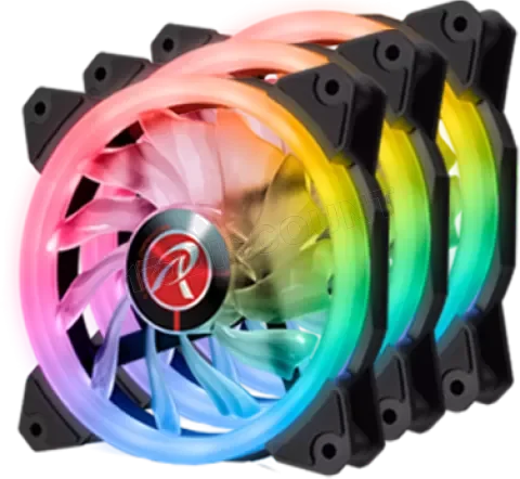 Lot de 3 Ventilateurs Boîtier Raijintek Iris 12 Rainbow RGB 12cm PWM Noir