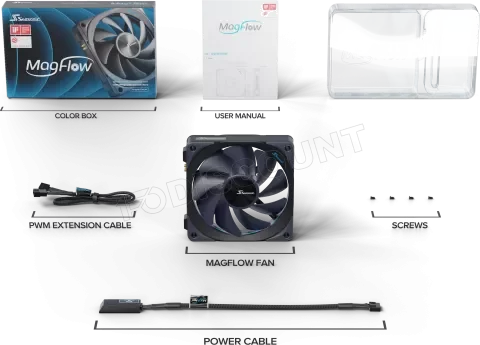 Ventilateur Boîtier Seasonic MagFlow 12cm PWM Noir - Connectivité Magnétique