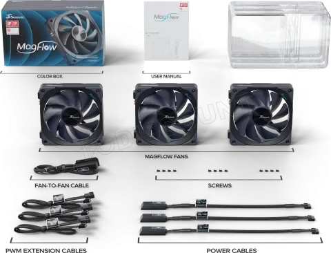 Lot de 3 Ventilateurs Boîtier Seasonic MagFlow 12cm PWM Noir