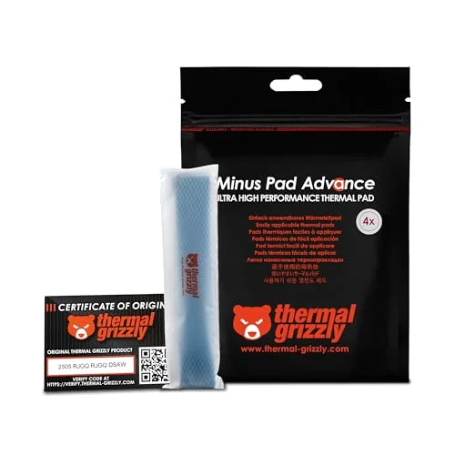 Lot de 4 Pads Thermiques Thermal Grizzly Minus Pad Basic 120x20x0,5mm (Noir)