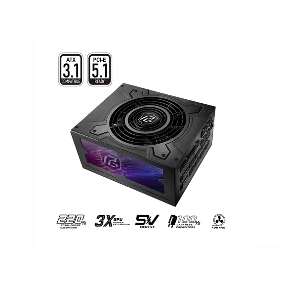 Alimentation ASRock Phantom Gaming 1600W 80+ Gold Modulaire ATX 3.1 / PCIe 5.1