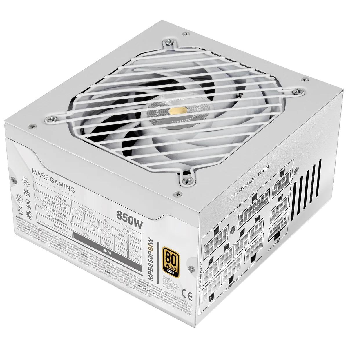 Mars Gaming MPB850PSIW unité d'alimentation d'énergie 850 W 24-pin ATX ATX Blanc