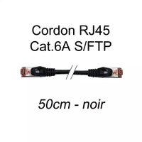 Câble Réseau RJ45 Catégorie 6 FTP (F/UTP) Droit 25cm Noir - 2