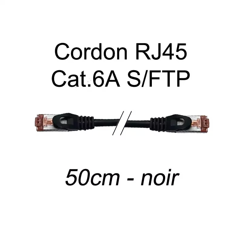 Câble Réseau RJ45 Catégorie 6 FTP Plat 25cm Noir