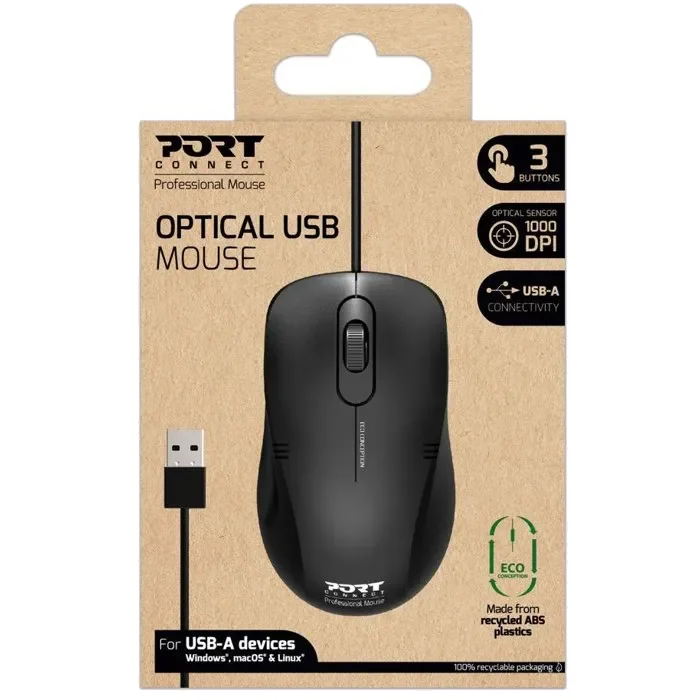 Souris filaire Port Designs Office Pro (Noir)