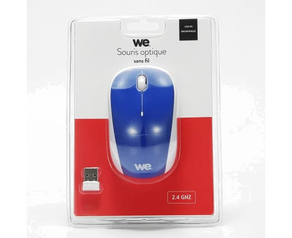 Souris Filaire Optique WE USB Bleue - Confort et Fiabilité