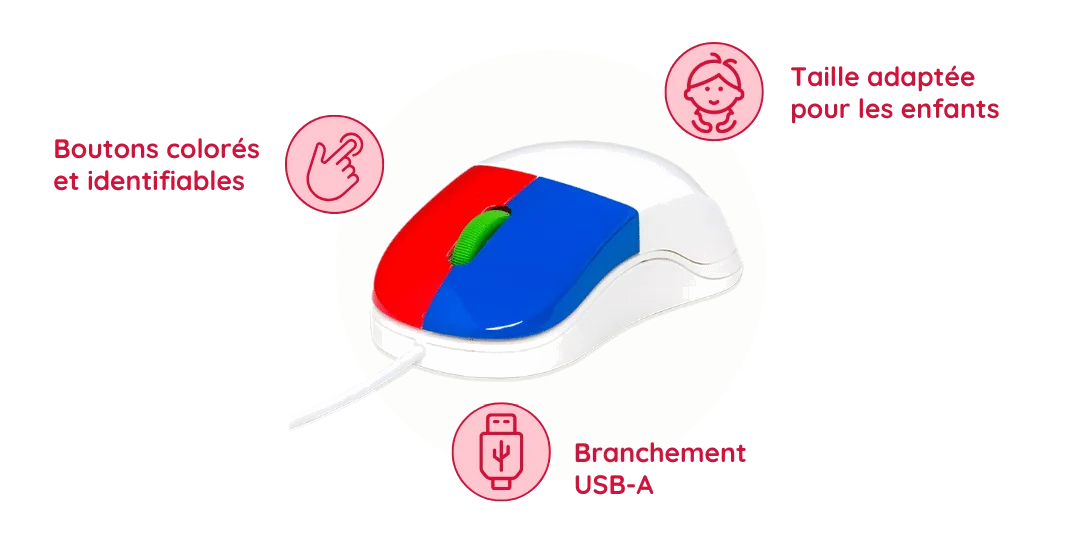 Souris Filaire WE Kids - Ergonomique et Colorée pour Enfants
