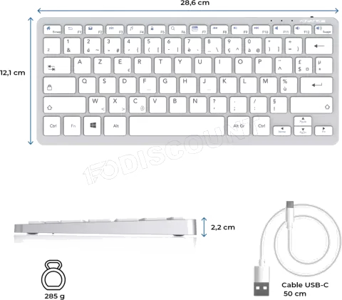 Clavier sans fil Bluetooth Advance SmartKeys Plus AZERTY Gris