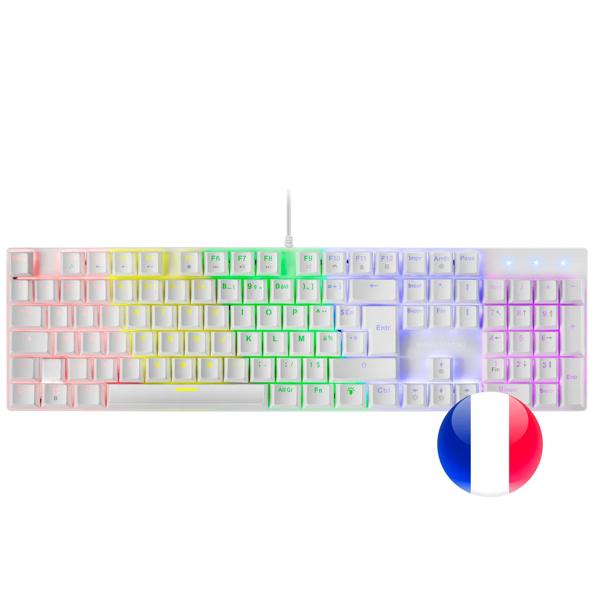 Mars Gaming MK422 clavier USB AZERTY Français Blanc