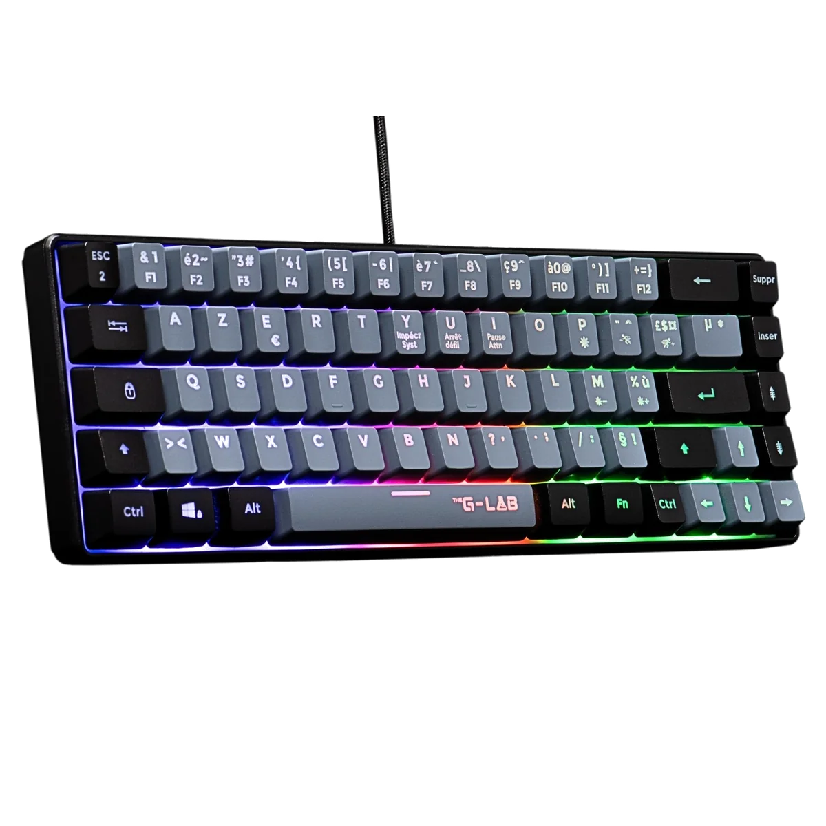 Clavier Gamer The G-Lab Keyz Hydrogen 60% Semi-Mécanique AZERTY RGB Compact