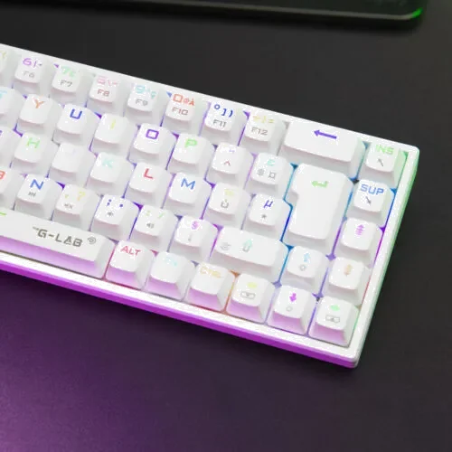 Clavier Gaming Mécanique Sans Fil The G-Lab Keyz Titanium WL Blanc RGB Azerty