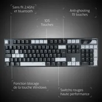 Clavier Gaming Mécanique Sans Fil Onlan CA-340 Yin - Noir - 3