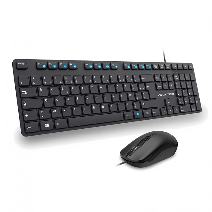 Pack Clavier + Souris Filaire USB Advance WorkMate Plus AZERTY Noir