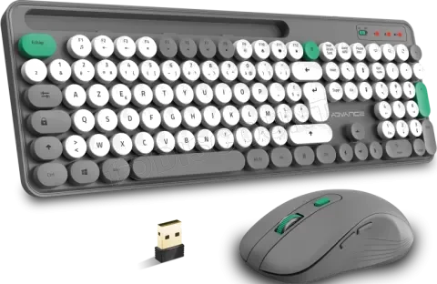 Pack Clavier et Souris Sans Fil Advance Pep'S Gris/Blanc AZERTY