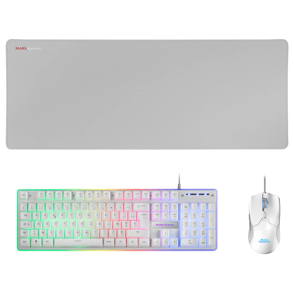 Mars Gaming MCPXWFR - Pack Clavier Souris Gaming Blanc