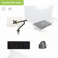 Pack Télétravail 3 en 1 : Clavier, Souris et Support PC Portable - Noir - 2