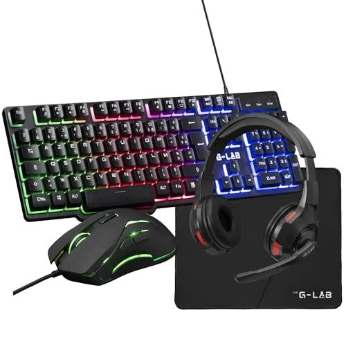 Pack Gaming 3-en-1 The G-Lab Combo Yttrium : Clavier RGB, Souris 2400 DPI et Tapis