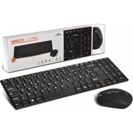 Pack Clavier et Souris Sans Fil Advance Slim Compact AZERTY Noir